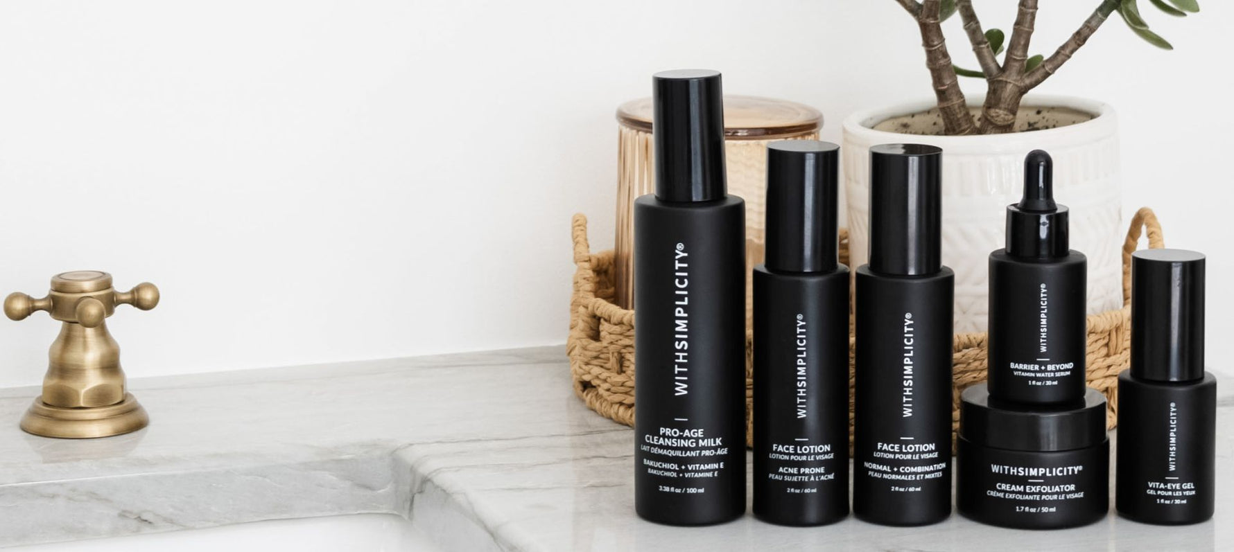 Six New Clean Skincare Products on Sink Counter
