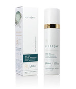 Blissoma SPF 30 broad spectrum sunscreen bottle and packaging on a white background