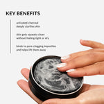 withSimplicity Charcoal Face Bar Key benefits. activated charcoal deeply clarifies skin, skin gets squeaky clean without feeling tight or dry, binds to pores-clogging impurities and helps lift them away