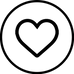 black heart drawing outlined in a black circle