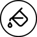 black graphic outline of paint bucket in a black circle