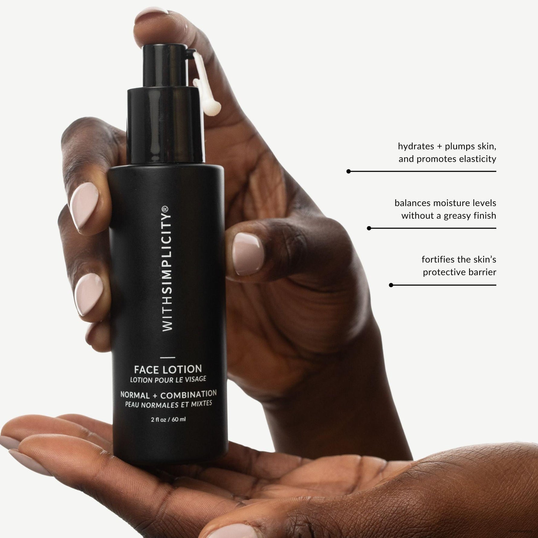 withSimplicity clean face lotion with watermelon extract. It helps hydrate and plump skin, balance moisture levels, and strengthen the protective barrier.