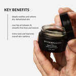 withSimplicity Natural Face Cream for Dry Skin and Aging. Text on image: deeply soothes and softens dry, dehydrated skin, rose hip oil (vitamin A) smooths fines lines and texture, and evens skin tone and improves overall skin radiance