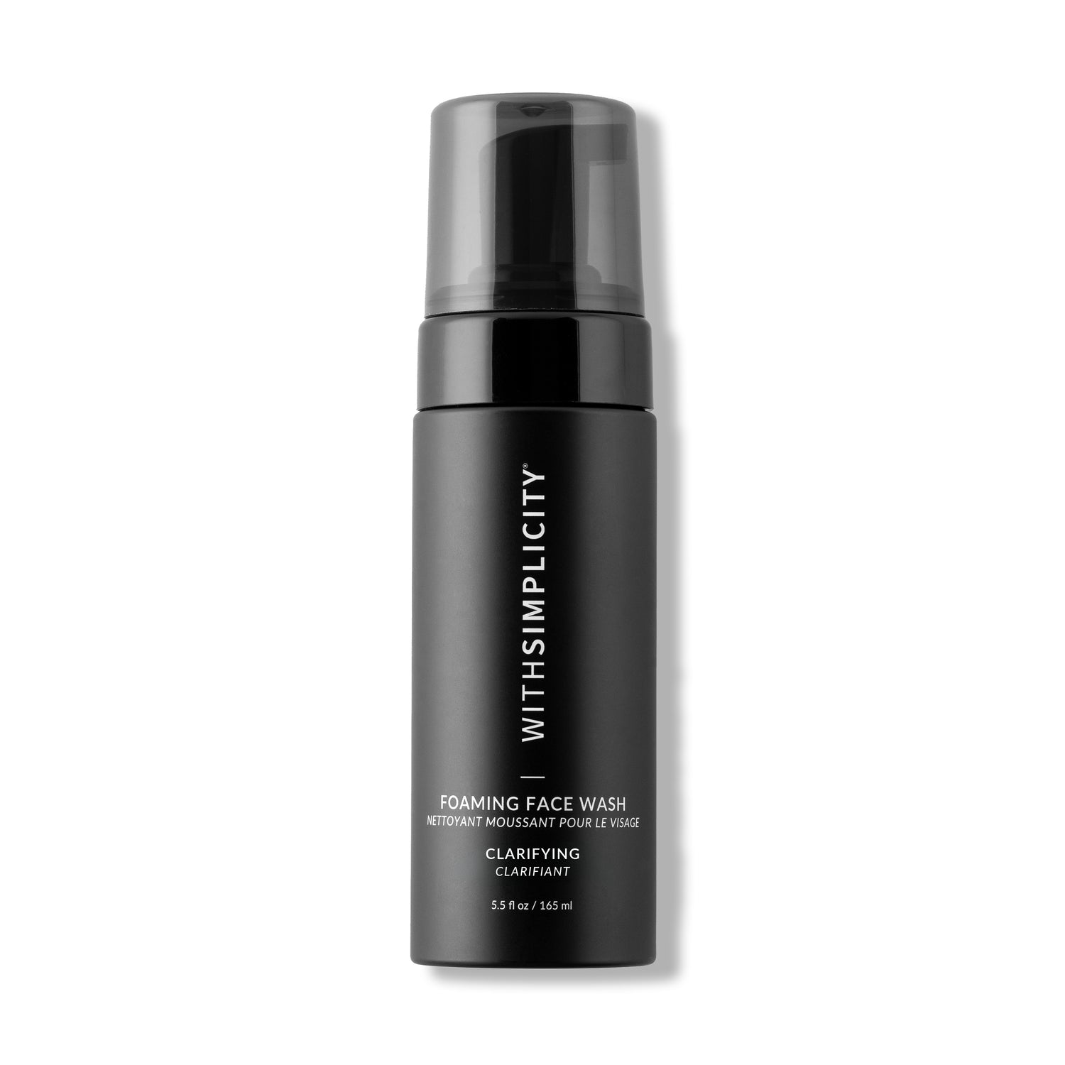 withSimplicity clean foaming face wash for acne-prone skin on white background
