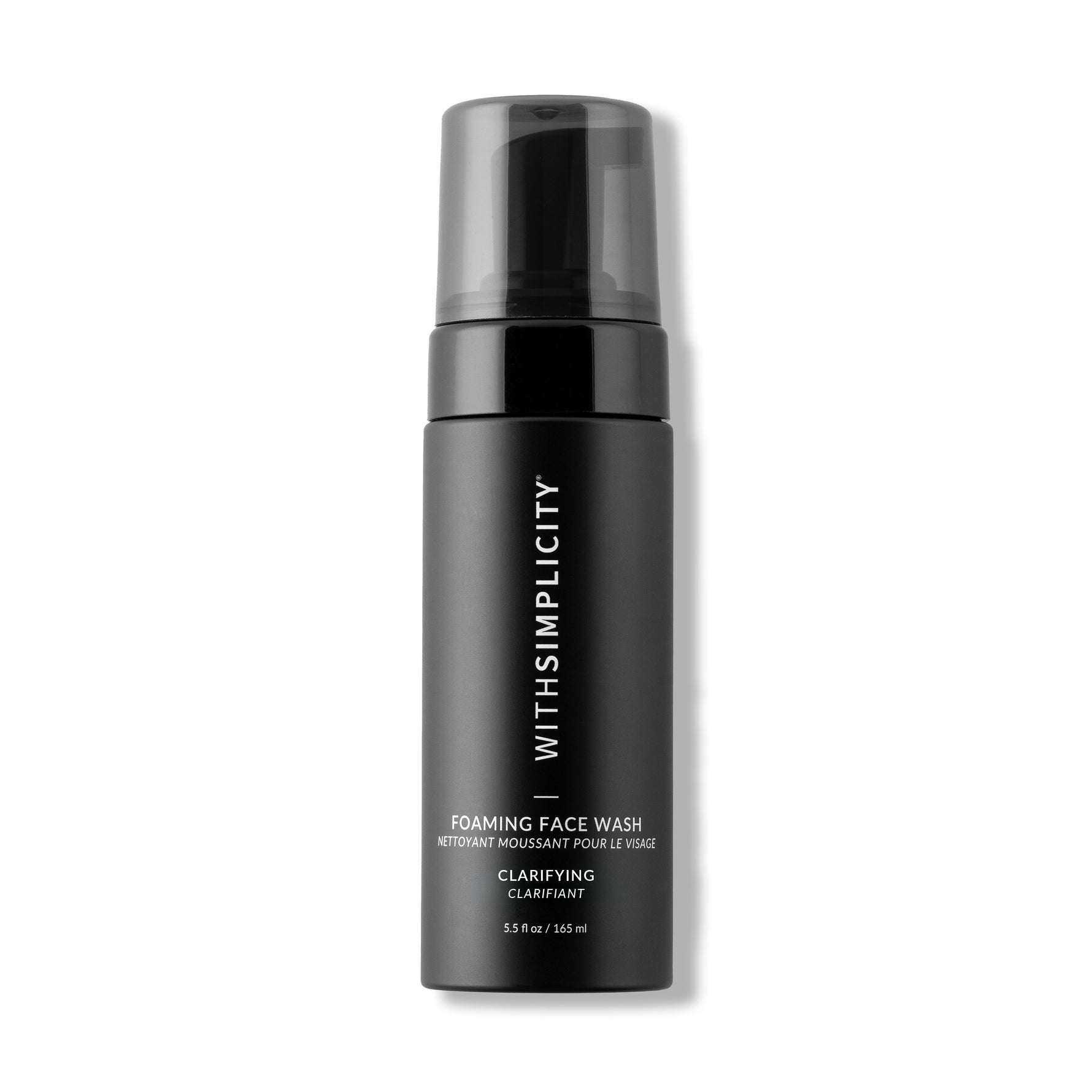 withSimplicity clean foaming face wash for acne-prone skin on white background