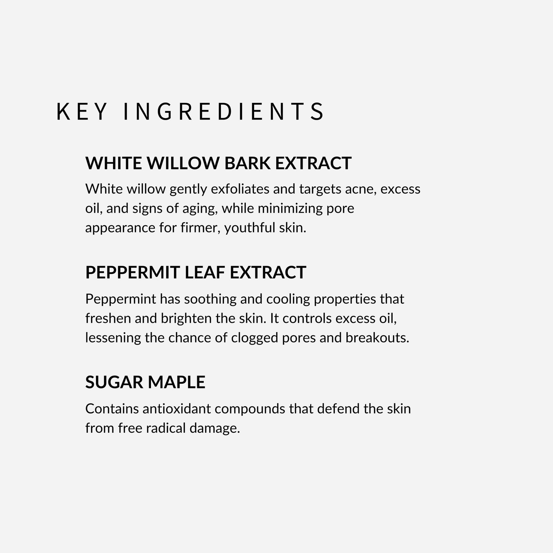 withSimplicity Natural Organic Toner for Normal/Combination Skin. Key ingredients are white willow bark extract, Peppermint Leaf Extract, and Sugar Maple Extract