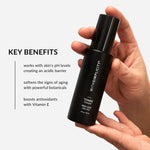withSimplicity Natural Organic Toner for Aging Skin. Text on image: rebalances skin's pH levels, creating an acidic barrier, targets the signs of aging with powerful botanicals, and balances uneven skin tone and adds a boost of antioxidants