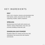 Renew-Retain-Spirulina-Kelp-Correcting-Mask-withSimplicity key ingredients include kelp, spirulina, and dandelion leaf powder