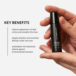 withSimplicity natural under eye treatment for circles and fine lines. text on image: reduces appearance of dark circles and smooths fine lines, deeply hydrates and nourishes delicate under eye skin, and antioxidant-rich botanicals defend against environmental stressors