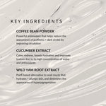 withSimplicity natural vitamin eye gel. key ingredients are coffee bean powder, cucumber extract, and wild yam root extract