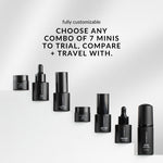 Seven withSimplicity skincare minis. Fully customizable. Choose any combo of 7 minis to trial, compare and travel with.