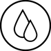 graphic representation of two water droplets in a black circle