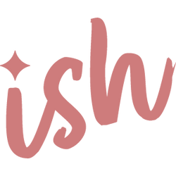 A stylized pink script logo reading 'ish' with a small star accent on the left, shown on a plain white background.