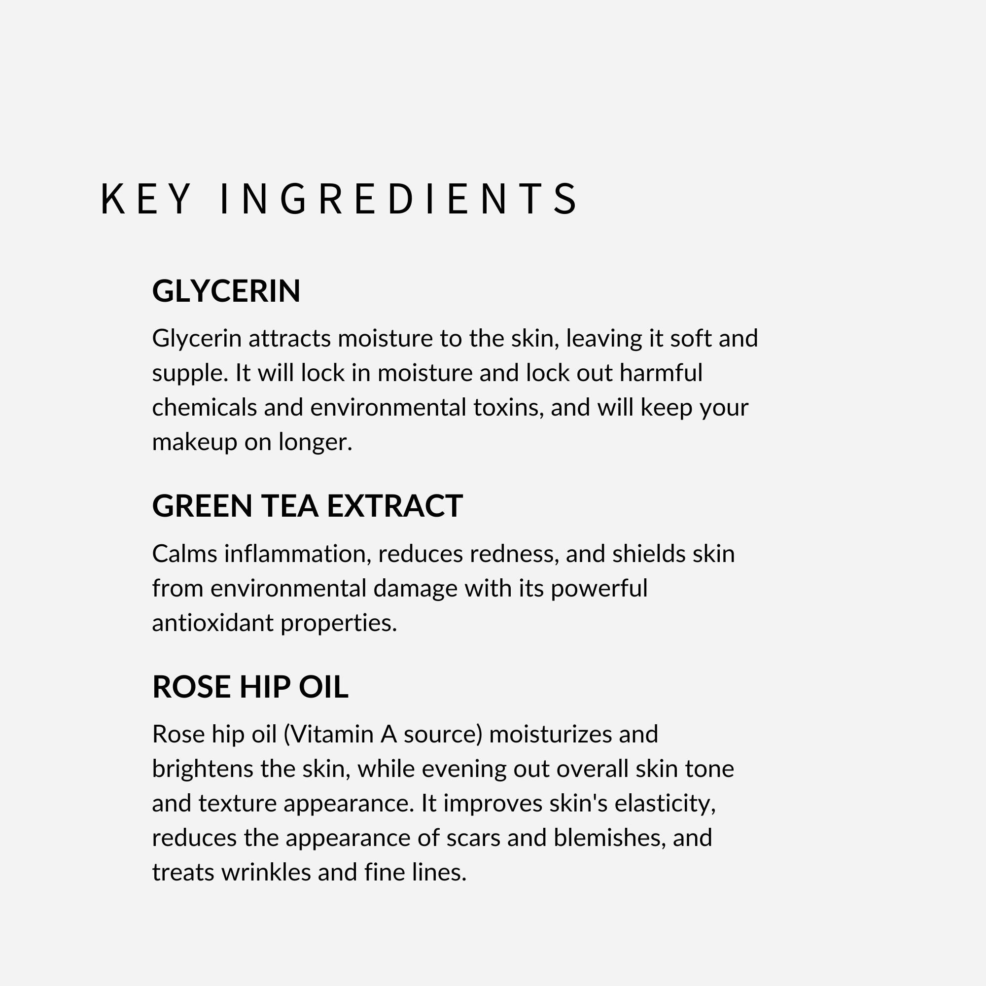 withSimplicity natural organic face primer with glycerin, green tea extract, and rose hip oil