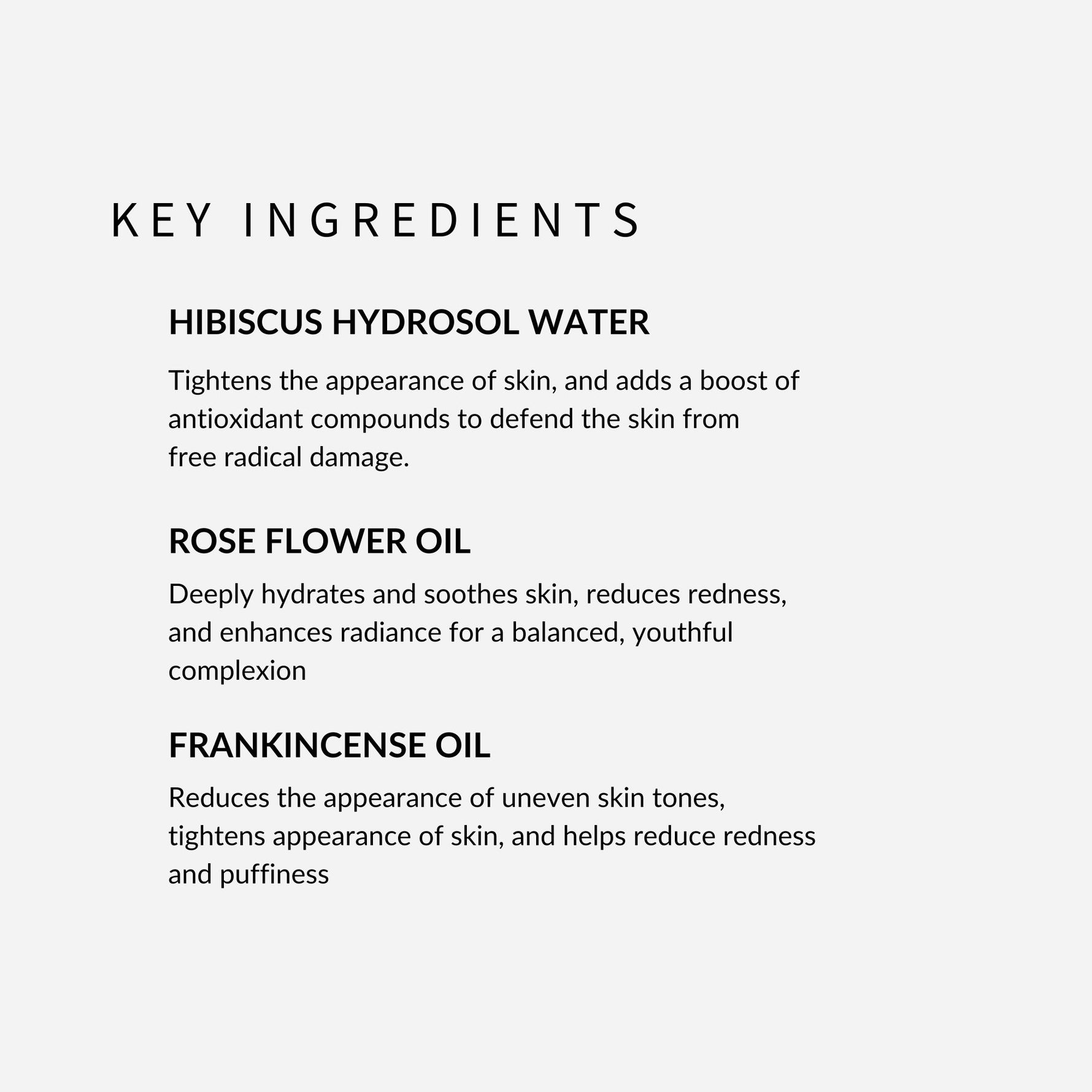 withSimplicity Natural Organic Toner for Aging Skin. Key ingredients are hibiscus hydrosol water, rose flower oil, and frankincense oil