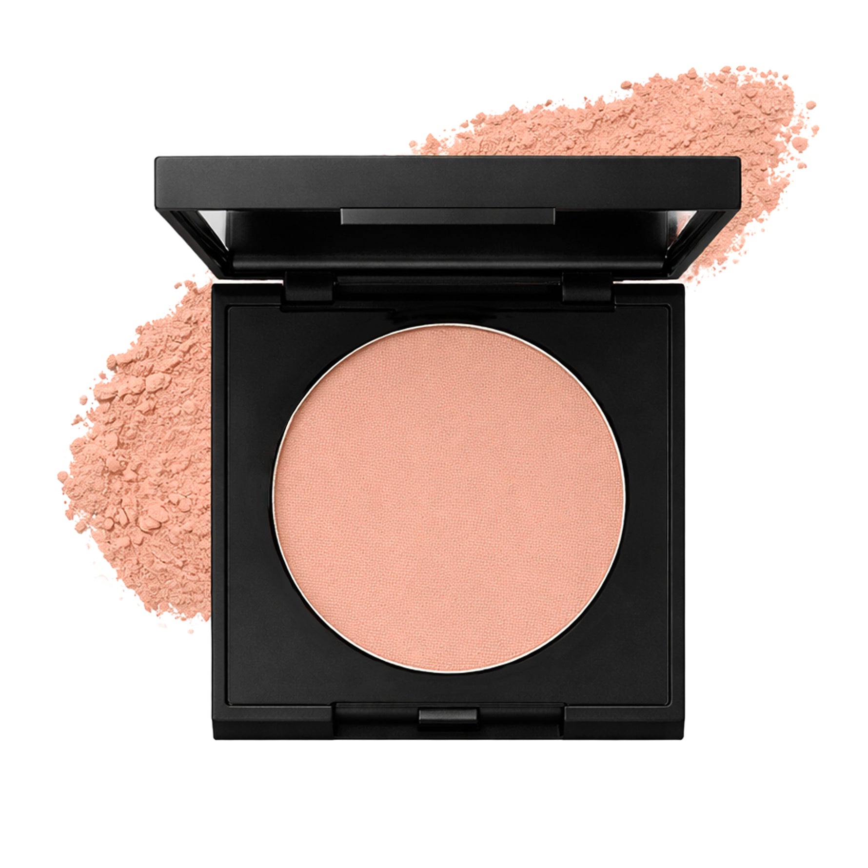 Compact neutral everyday blush in a black case with blush color on a white background