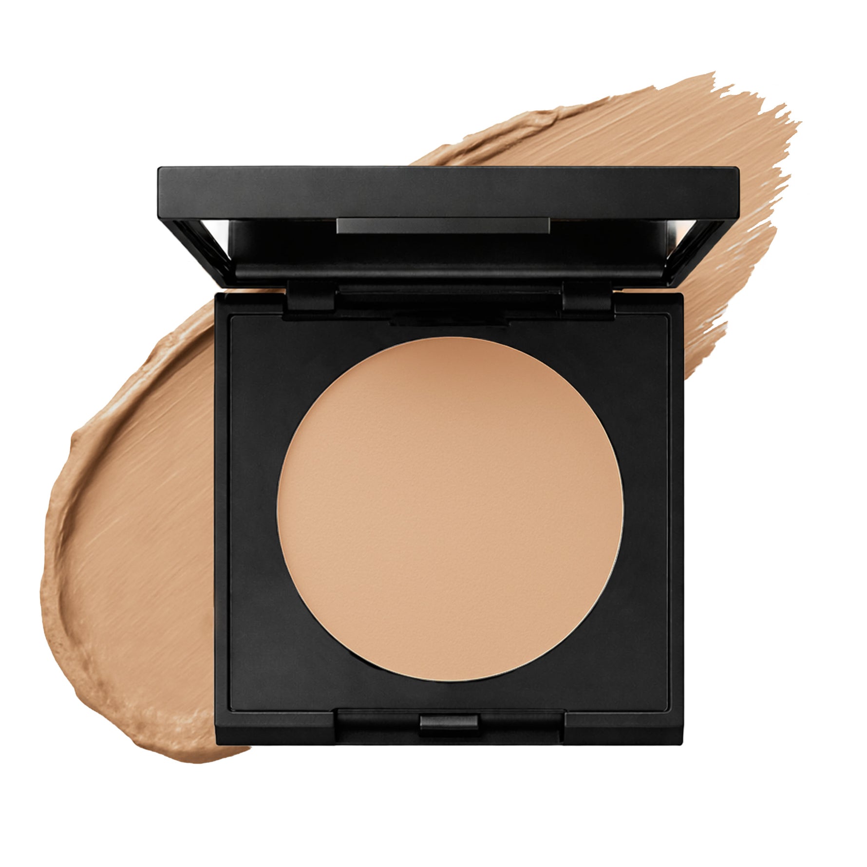 warm natural cream concealer in black square compact